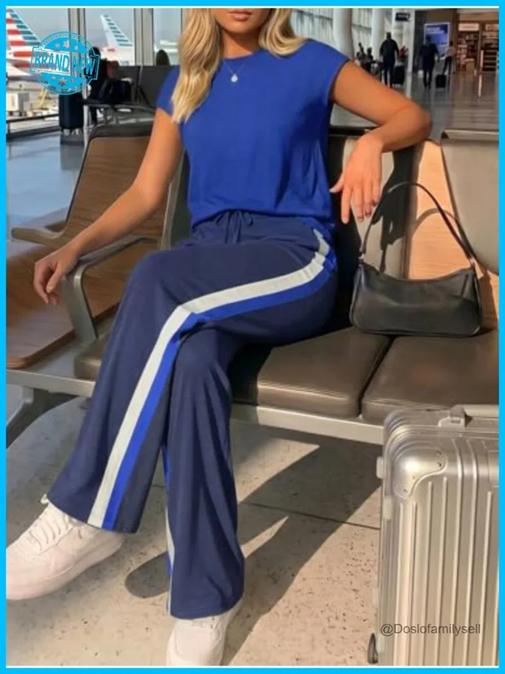 2 Piece Pants Set Women Track Suit Short Sleeve Shirt Pants Set Casual Air